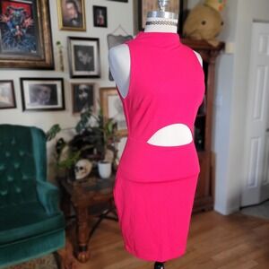 Windsor Dress Hot Pink Cutout Bodycon Mini Mock Neck Sleeveless Womens Size M